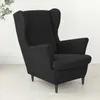 Elastischer Jacquard-Sesselbezug für Ohrensessel in Schwarz Produktbild-Vorschau 6