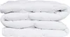 A white quilted blanket folded into three layers and stacked on top of each other against a white background. Produktbild-Vorschau