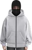 ASKSA Balaclava Zip Hoodie Hommes Femmes Unicolore Sweat à Voir les images du produit 3