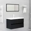 vidaXL Waschbeckenunterschrank Schwarz 80x38,5x45 cm Produktbild-Vorschau 2