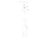 An exploded diagram showing the assembly of a pendant light fixture. Voir les images du produit