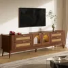 TV komoda Merax s LED osvetlením a sklenenými dvierkami, Náhľad obrázku produktu 2