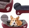 A collage of images showing a dog bed and a corgi dog. Podgląd zdjęcia produktu