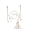 A beige metal over-the-door hook rack shaped like a rainbow, with a cream-colored sweater hanging from one of the hooks. Produktbild-Vorschau