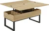 A coffee table with a lift-top mechanism and storage compartments, shown from a slightly elevated side angle against a white background. Voir les images du produit