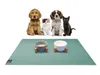 Four pets (two dogs, one cat, and one kitten) are sitting behind a pet feeding mat with two pet bowls on it. Anteprima dell’immagine prodotto