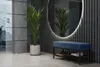 A modern hallway with a blue bench and shoe rack. Náhľad obrázku produktu