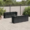 9-tlg. Garten-Sofagarnitur mit Kissen Schwarz Poly Rattan Produktbild-Vorschau 2