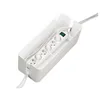 A white cable management box containing a white power strip with plugs and a green on/off switch. Cables enter and exit the box through slots on the sides. Anteprima dell’immagine prodotto