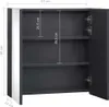 A front view of an open LED bathroom mirror cabinet with dimensions indicated. Podgląd zdjęcia produktu