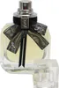 Rechteckige Parfumflasche mit abgenommener Kappe, schwarzer Tüllschleife, silbernem Sprühkopf und dekorativen weißen Blüten. Produktbild-Vorschau