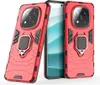 Two red phone cases with a ring holder are shown, with a phone screen visible between them. Náhled obrázku produktu