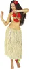 A woman wearing a hula costume, including a grass skirt and flower lei. Produktbild-Vorschau