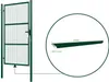 A green metal garden gate with a close-up detail of a metal tube. Produktbild-Vorschau