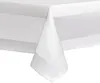 A close-up view of a white tablecloth draped over a table, showing the texture and folds. Produktbild-Vorschau