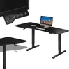 A black L-shaped standing desk with a computer on it, shown from a slightly elevated diagonal angle. Náhled obrázku produktu