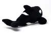 A plush toy orca whale is lying on a white background. Voir les images du produit