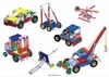 A collage of various construction toy vehicles made from metal parts. Produktbild-Vorschau