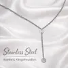 viva-adorno Edelstahl Damenkette Ypsilon Kette Plättchen Produktbild-Vorschau 3