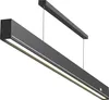 A modern, dark gray LED pendant light fixture with a white light strip, suspended by thin wires from a rectangular bar. Produktbild-Vorschau