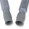 Close-up view of the ends of two grey corrugated hoses, likely for a washing machine. Produktbild-Vorschau