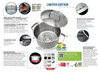 A stainless steel pot with its lid is shown, surrounded by various feature callouts and diagrams. Náhled obrázku produktu