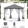 A diagram showing the dimensions and included accessories of a gray gazebo. Náhled obrázku produktu