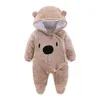 Baby Overalls mit Kapuze Winter Flanell Strampler Produktbild-Vorschau 1
