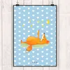 Mr. & Mrs. Panda Bild Fuchs Sterne DIN A2 - Blau Pastell - Produktbild-Vorschau 2