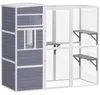 PawHut Katzengehege Outdoor Katzenhaus Holz mit 3 Produktbild-Vorschau 1
