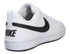 A white Nike Court Borough Low Recraft K sneaker with a black Nike swoosh and black 'NIKE' text on the heel. Náhľad obrázku produktu