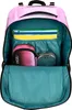 The inside of an open pink backpack is shown, with various items neatly organized within its compartments. Anteprima dell’immagine prodotto