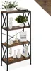A four-tier bookshelf with decorative items on each shelf. Produktbild-Vorschau