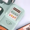 A close-up of a toy cash register with a scanner and images of food items. Produktbild-Vorschau