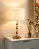 BELIANI Tischlampe Messing u. Beige Metall mit Stoffschirm Produktbild-Vorschau 2