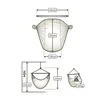 Diagrams showing the dimensions and usage of a hammock chair. Produktbild-Vorschau