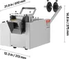 A silver industrial machine with dimensions indicated by measurement lines and text. Produktbild-Vorschau