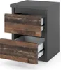 A modern nightstand with two drawers, one partially open, against a white background. Voir les images du produit