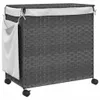 vidaXL Wäschekorb mit Rollen Grau 60x35x60,5 cm Rattan Produktbild-Vorschau 6
