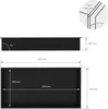 Diagram of a black rectangular recessed shelf with dimensions and detail views. Náhled obrázku produktu