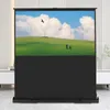 A projection screen with a landscape image displayed on it, set up in a modern room. Voir les images du produit