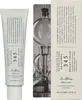 A product shot of a skincare cream tube and its packaging box, with a background illustration of laboratory equipment. Podgląd zdjęcia produktu