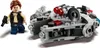 A LEGO minifigure of Han Solo stands next to a small LEGO model of the Millennium Falcon. Podgląd zdjęcia produktu