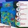 A Minecraft-themed duvet cover and pillowcase set displayed with feature callouts. Náhled obrázku produktu