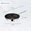 A frying pan with measurement lines and labels indicating its dimensions. Anteprima dell’immagine prodotto