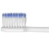 A close-up side view of the head of a white toothbrush with blue-tipped bristles. Náhled obrázku produktu