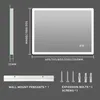Diagram showing the dimensions and included accessories for a mirror. Produktbild-Vorschau