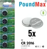 5x CR2016 PoundMax Lithium Knopfzellen 3v 5er-Blister Produktbild-Vorschau 1