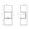 Technical drawings of a fireplace with dimensions indicated. Produktbild-Vorschau