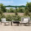 An outdoor patio set with a large umbrella, chairs, and a coffee table. Produktbild-Vorschau